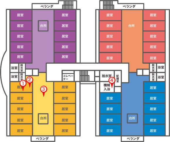 ケアプラザ 倶楽部 雪月花2Fマップ